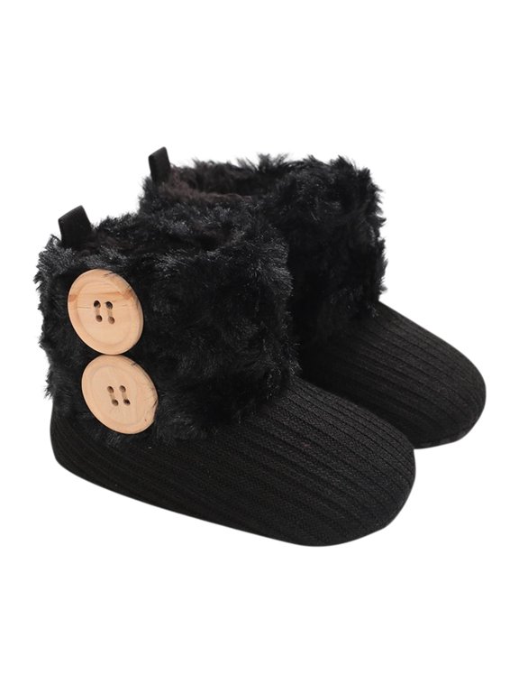 Booties, Newborn Baby Booties Non-Slip Warm Cozy Baby Slippers Toddler Boys Girls Infant Winter Cozy Socks Shoes Easy On and Off Snap Boots Crib Warm Shoe First Walker Birthday Shower