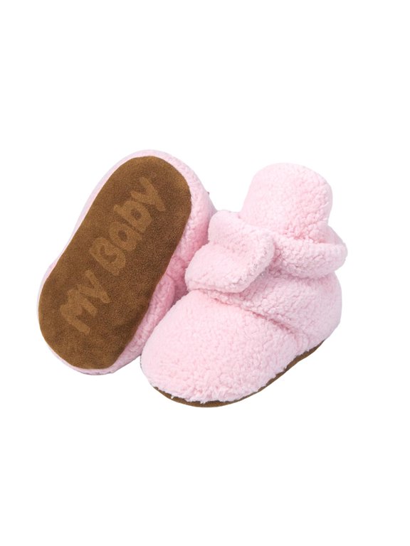 Booties, Newborn Baby Booties Non-Slip Warm Cozy Baby Slippers Toddler Boys Girls Infant Winter Cozy Socks Shoes Easy On and Off Snap Boots Crib Warm Shoe First Walker Birthday Shower