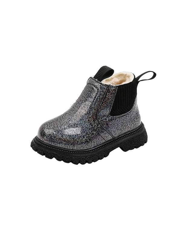 YMUQEIGH Boys Girls High Top Combat Ankle Boots Kids Waterproof PU Leather Fall Boots Winter Warm Snow Outdoor Hiking Shoes Toddler Non Slip Texture Soft Durable Walking Boot