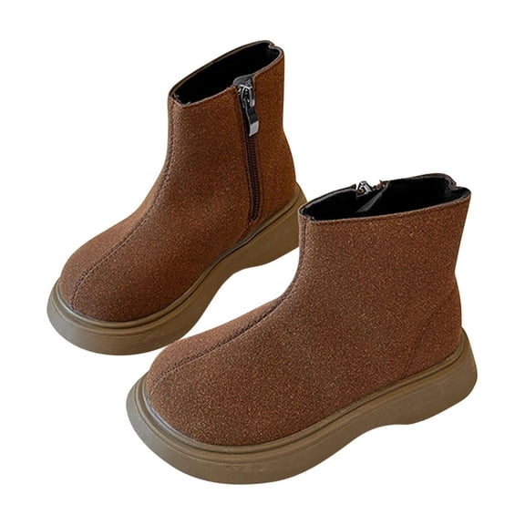 YMUQEIGH Boys Girls High Top Combat Ankle Boots Kids Waterproof PU Leather Fall Boots Winter Warm Snow Outdoor Hiking Shoes Toddler Non Slip Texture Soft Durable Walking Boot