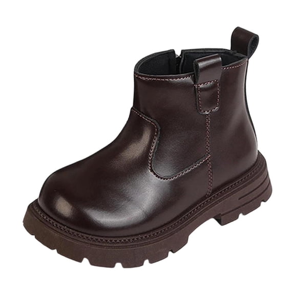 YMUQEIGH Boys Girls High Top Combat Ankle Boots Kids Waterproof PU Leather Fall Boots Winter Warm Snow Outdoor Hiking Shoes Toddler Non Slip Texture Soft Durable Walking Boot