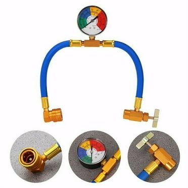 YMUQEIGH Deals Car R134A A/C Conditioning Refrigerant Recharge Hoses Tool With Gauge Tube