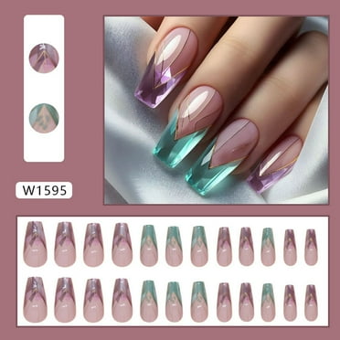 YMUQEIGH Deals Wholesale Bright Blue Amethyst Irregular Nail Polish Patches Fake Nails 1ml