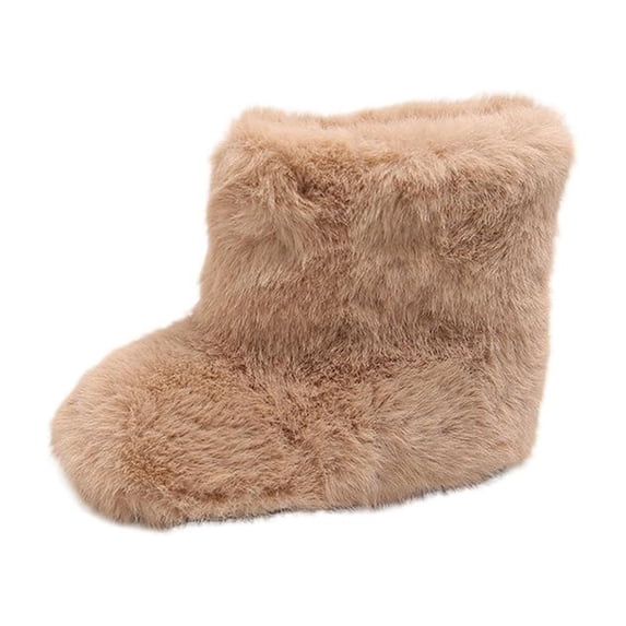 YMUQEIGH Girls Boys Kids Faux Fur Boots Furry Fuzzy Fluffy Snow Boots Warm Winter Boots Flat Shoes Outdoor Boot
