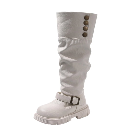 YMUQEIGH Girls Knee High Boots Fashion Lug Sole Side Zipper Tall Riding Boots for Toddler Little Kid Big Kid
