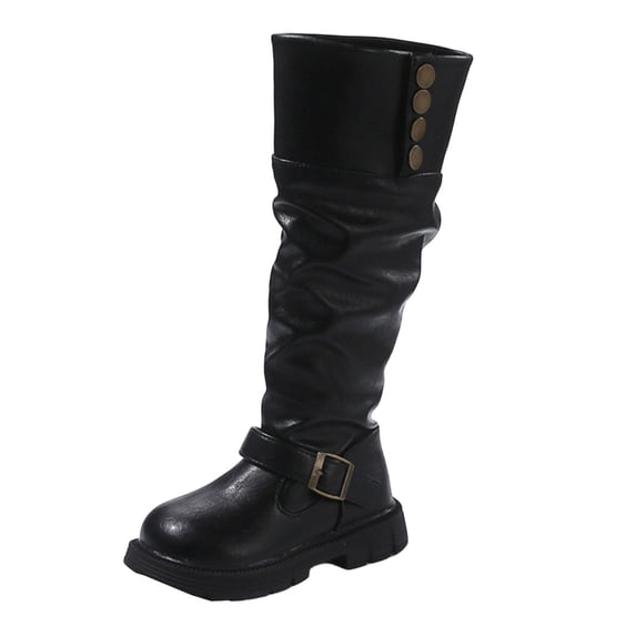 YMUQEIGH Girls Knee High Boots Fashion Lug Sole Side Zipper Tall Riding Boots for Toddler Little Kid Big Kid
