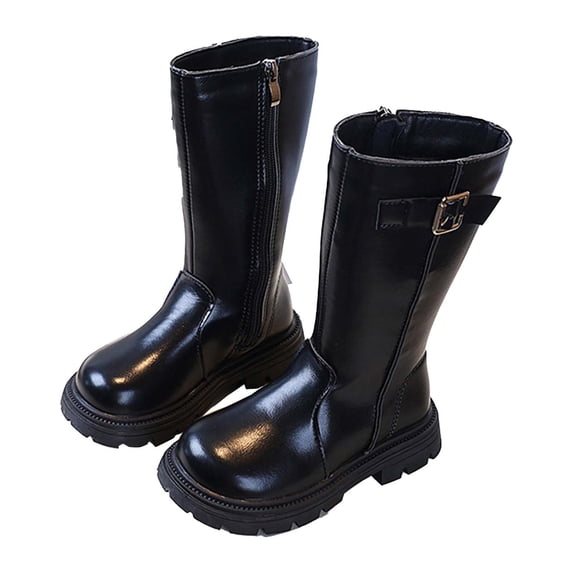 YMUQEIGH Girls Knee High Boots Kids Fashion Low Heel Side Zipper Tall Riding Boots for Toddler Little Kid Big Kid