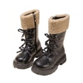 thumbnail image 1 of YMUQEIGH Girls Lace Up Mid Calf Combat Boots Fashion Round Toe Side Zipper Lug Sole Punk Goth Boot For Toddler Little Kid Big Kid, 1 of 6