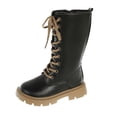 thumbnail image 1 of YMUQEIGH Girls Lace Up Mid Calf Combat Boots Fashion Round Toe Side Zipper Lug Sole Punk Goth Boot For Toddler Little Kid Big Kid, 1 of 7