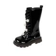 thumbnail image 1 of YMUQEIGH Girls Leather Riding Knee High Boots with Side Zipper Fashion Round Toe Comfortable Low Heel Lace Up Combat Boots Lug Sole Motorcycle Boots Little Kid/Big Kid, 1 of 7