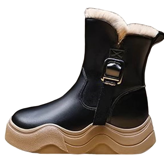 YMUQEIGH Girls Winter Boots Fashion Fur Lined Lightweight Warm Snow Boots Princess Warm Winter Shoes for Girls