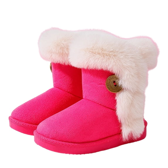YMUQEIGH Kids Girls Boys Winter Warm Boots Suede Lightweight Faux Fur Lined Mid Calf Snow Boots for Toddler/Little Kid