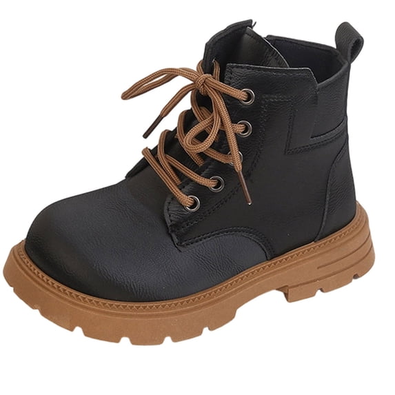 YMUQEIGH Toddler Girls Boys Combat Ankle Boots Little Kid Waterproof Outdoor Chelsea Fall Booties Leather Comfort Shoes (Toddler/Little Kid)
