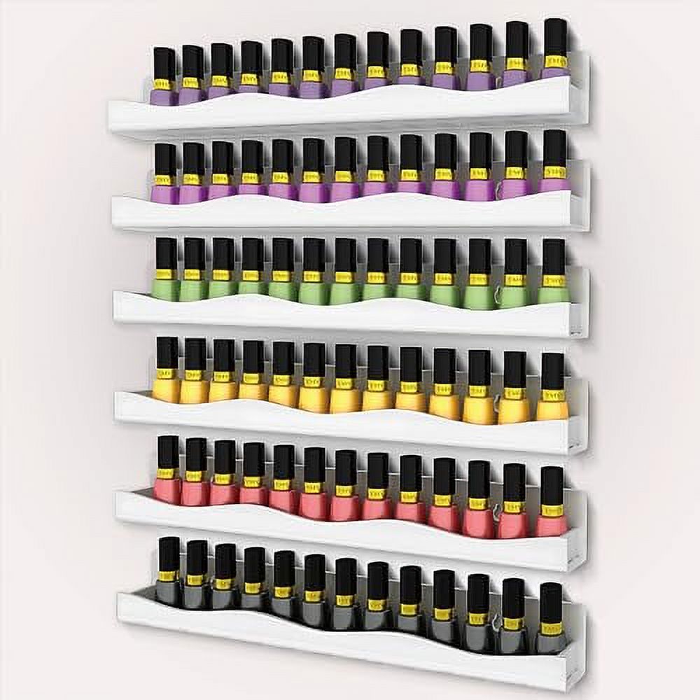 YMVV 15" Nail Polish Rack Wall Mounted Shelf,6 Pack White Acrylic Nail