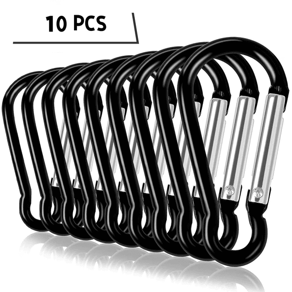 YMWVH 10 Pcs D-Shape Aluminum Carabiner Clip, Spring Loaded Keychain Hook, Durable Lightweight Key Holder for Outdoor Camping Hiking Backpack Daily Sports Use