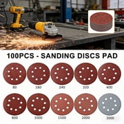YMWVH 5 Inch 8 Hole Sanding Discs, Sanding Pads Hook and Loop Sanding Disc, 100 Pcs 8 Hole Sanding Discs Round Sandpaper Discs