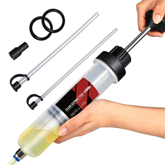 YMWVH 200cc Automotive Fluid Extractor Pump, Manual Oil Change Syringe with 2pcs 22cm PVC Suction Tubes