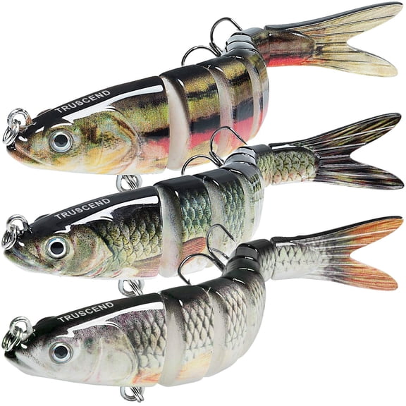 YMWVH 5.4 Inch Multi-Jointed Fishing Lures, Rattling Swimbaits with BKK Hooks, Durable Fiber Hard Lures for Freshwater Saltwater Bass Trout Pike