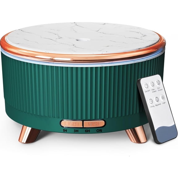 YMWVH 500ML Large Capacity Essential Oil Diffuser, 20-Hour Ultrasonic Cool Mist Humidifier with Remote Control, 7 LED Lights, Timer & Waterless Auto-Off for Home Bedroom Yoga, Green