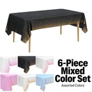 YMWVH 6 PCS Plastic Disposable Rectangle Tablecloth 54x107 Inches - Stylish Elegant Table Cover for Parties, Events & Dinners