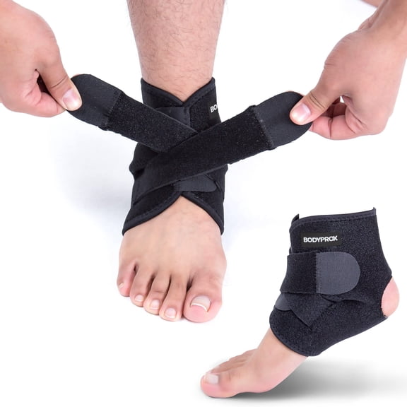 YMWVH Adjustable Ankle Stabilizer Support Brace, Breathable Neoprene Sleeve, One Size Fits Most, Black, 2 Pack