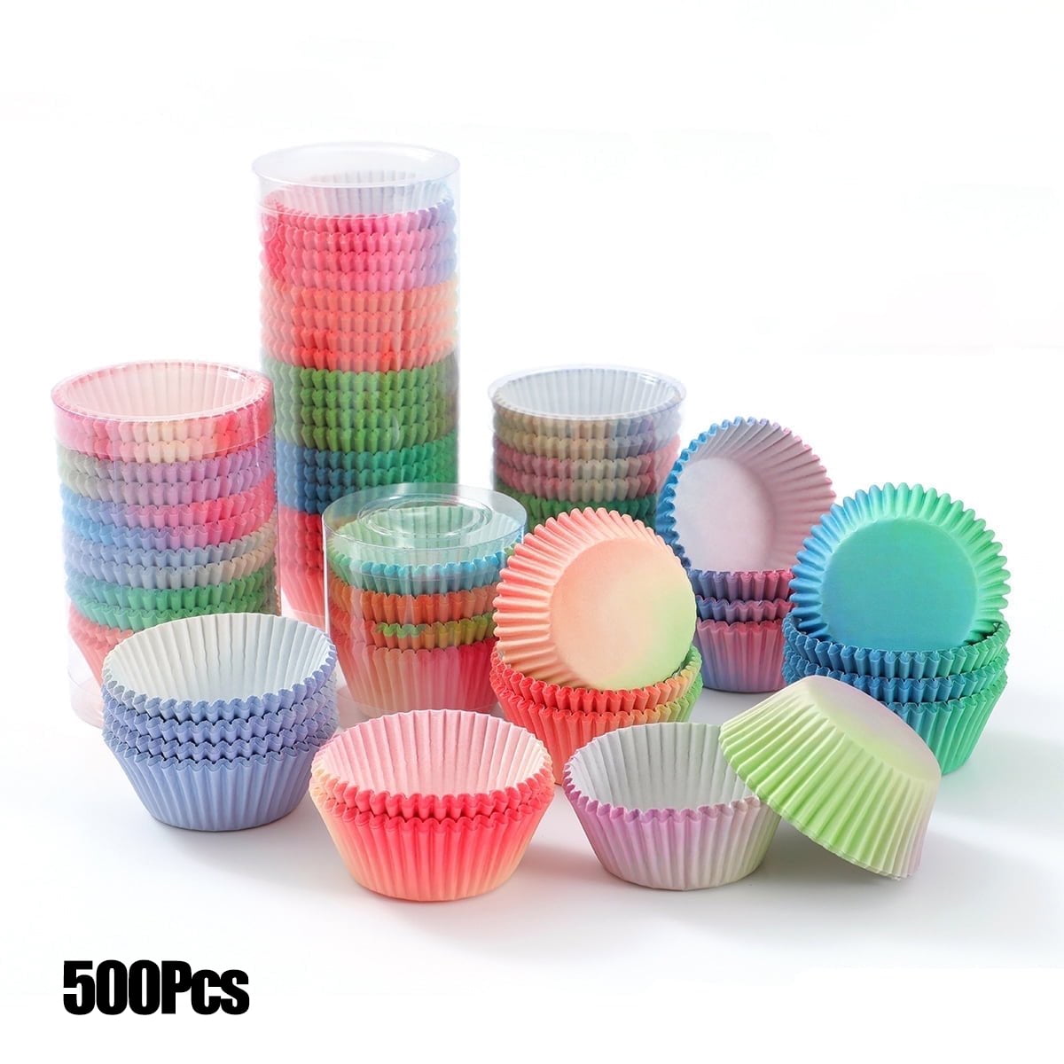 YMWVH 600-Pack Food-Grade Paper Cupcake Liners, Rainbow Assorted Colors, Non-Stick Baking Cups for Muffins & Snacks