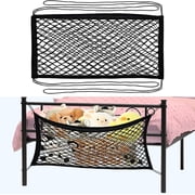 YMWVH Kids Stuffed Animal Storage Net - Bedside Toy Organizer, Elastic with Tether, Stretches Up to 32 Inches, Black, 2Pack