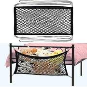 YMWVH Kids Stuffed Animal Storage Net - Bedside Toy Organizer, Elastic with Tether, Stretches Up to 32 Inches, Black, 2Pack