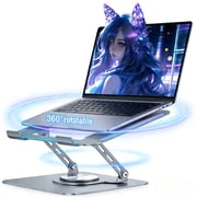 YMWVH Laptop Stand for Desk, Computer Stand with 360 Rotating Base, Ergonomic Laptop Riser for Collaborative Work, Foldable & Portable Laptop Stand Fits for All 10-16"