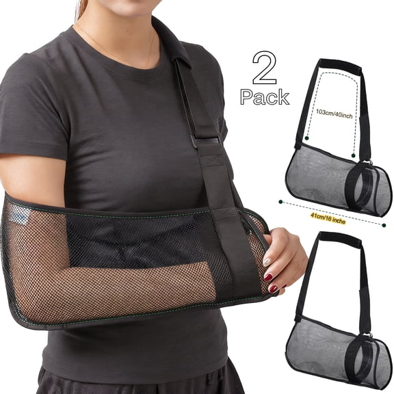 YMWVH Mesh Medical Shoulder Arm Sling - Adjustable Shower Immobilizer Brace, Universal for Right/Left Arm, Men & Women - Supports Torn Rotator Cuff, Elbow & Wrist Injuries 2pack