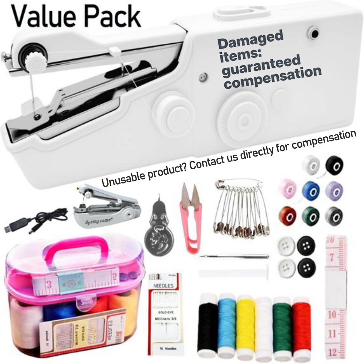 YMWVH 1.97in Portable Mini Handheld Sewing Machine - Quick Sewing for Home Use, White