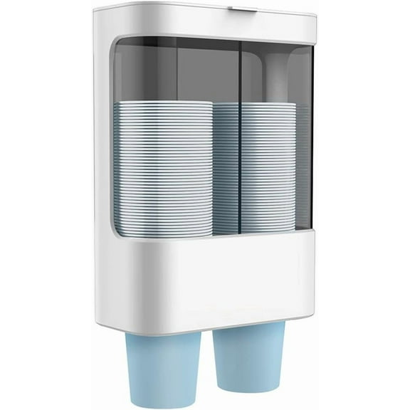 YMWVH Water Cooler Cup Dispenser, Pull Type Wall Mounted Dispenser for 4oz - 6oz Cups （ White 7.3"L x 10"W x 9"H）
