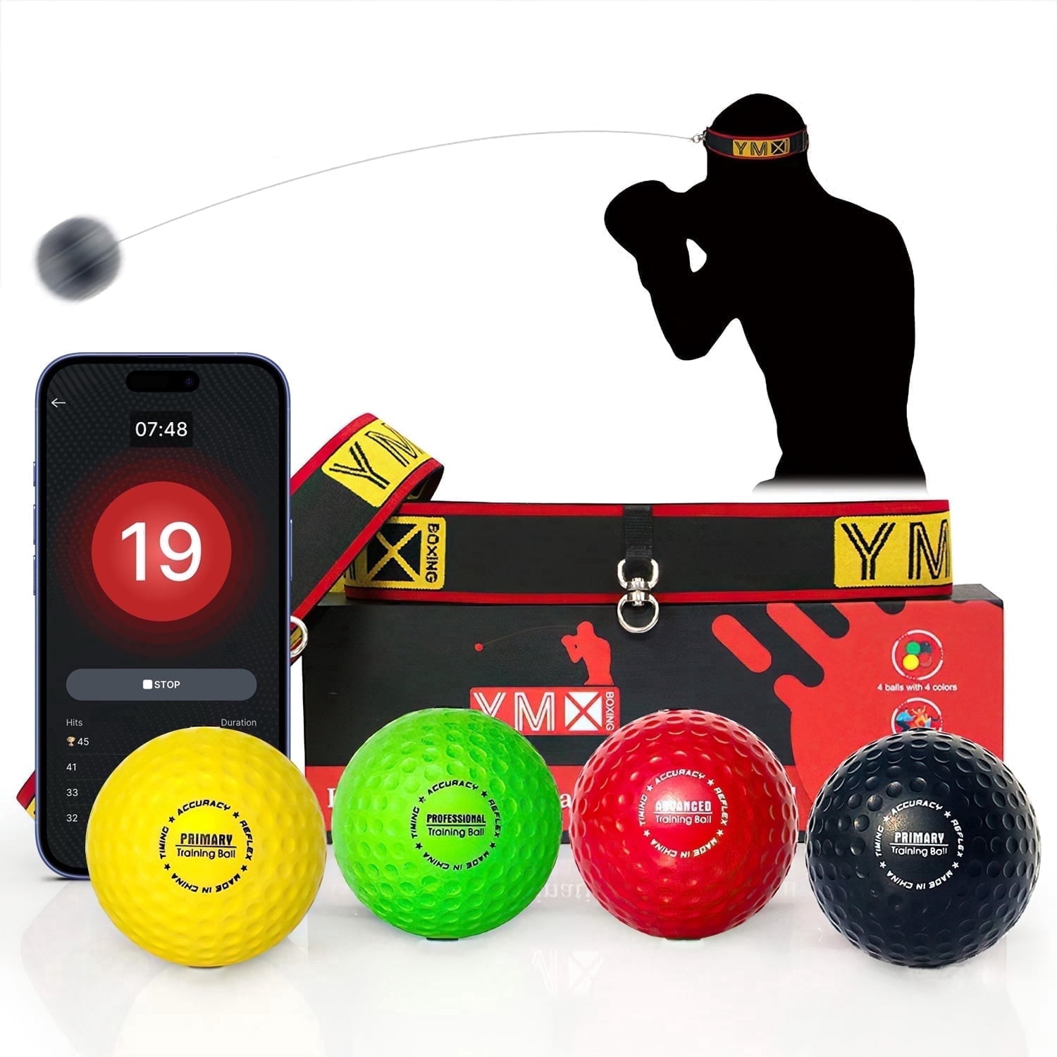 YMX BOXING® Ultimate Reflex Ball Set with Counter App - Great for