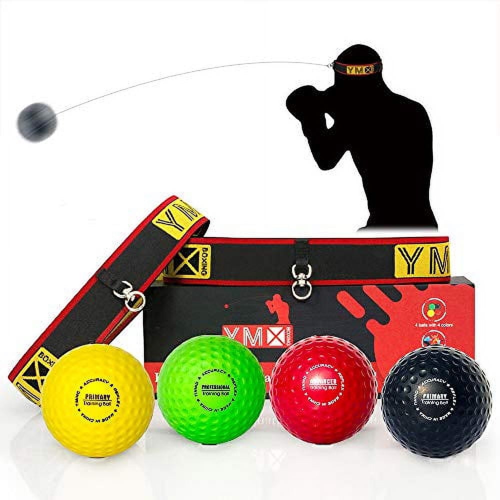 【人気商品】YMX ボクシング アルティメットリフレックスボールセット - リア YMX BOXING Reflex Ball Set with 4 React Balls and 2