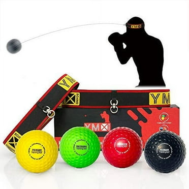 YMX BOXING Ultimate Reflex Ball Set - 4 React Reflex Ball & 2 Adjustable Headband, Great for Reflex, Focus and Hand Eye Coordination Training for Boxing Game, MMA and Krav Mega
