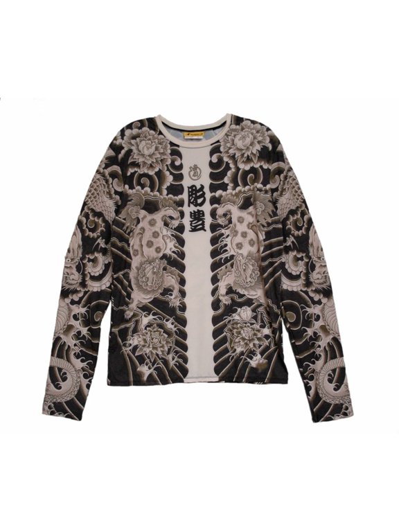 by YellowMan Boy's Madkool Long Sleeve Sepia Yakuza Tattoo Tee - XXS