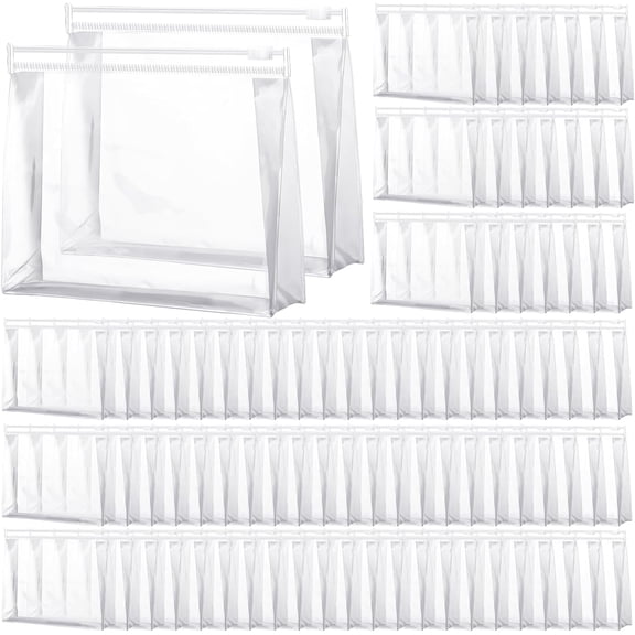 YN 100 Pcs Mini Clear Makeup Bag PVC Small Travel Toiletry Organizer Pouches Bulk Waterproof Transparent Plastic Cosmetic Bag with Zipper for Women Men Travel(9.8'')
