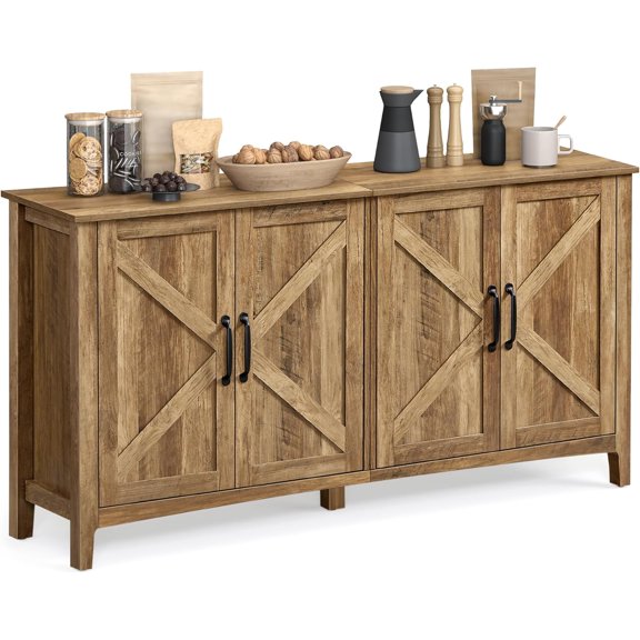 YN LIRY Collection - Storage Cabinet, Buffet Cabinet, Sideboard, Credenza, with Adjustable Shelves, for Living Room, Entryway, Honey Brown ULSC381T41