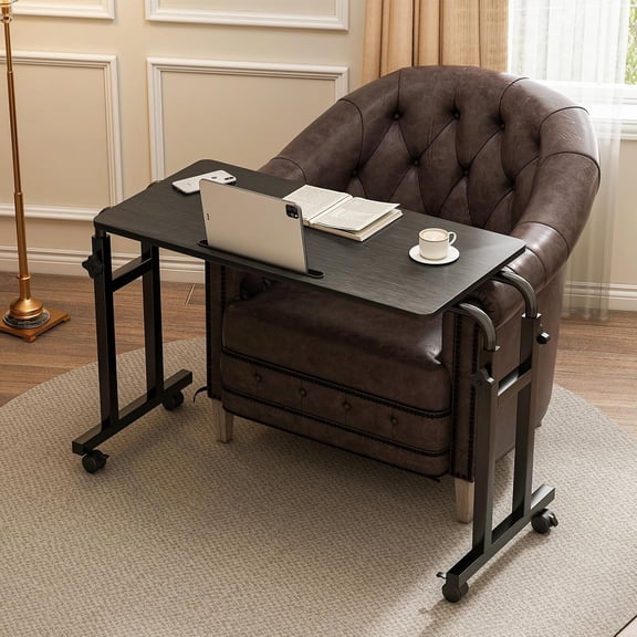 YN  Recliner Table, Overbed Table with Wheels Adjustable Height and Length Over Bed Desk, Hospital Heavy Duty Metal Leg Laptop Stand Tray