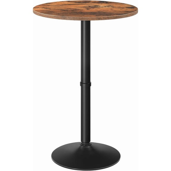 YN Round Bar Table, 35" Tall Pub Table, Cocktail Table with Base for Narrow Space, Bar Height Table for Kitchen, Easy to Assemble, Rustic Brown BF57BT01