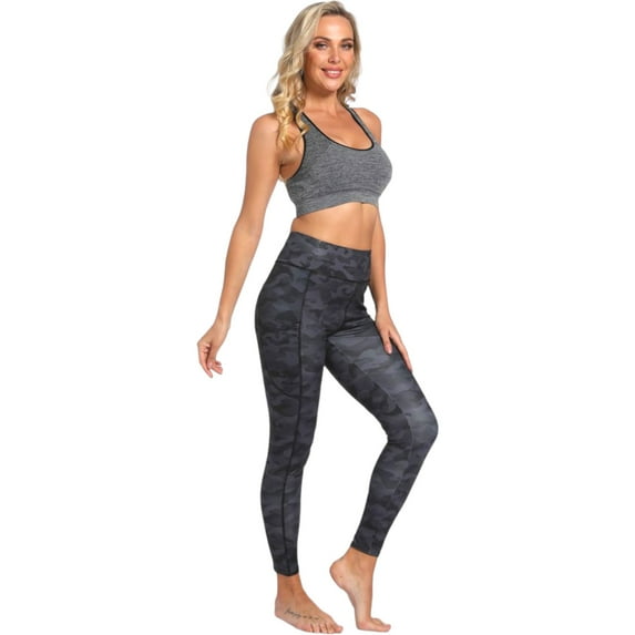 YN Yoga Pants Fitness Gym Leggings Black Camouflage Large