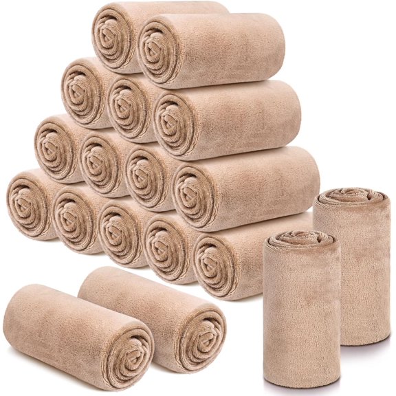 YN18 Pieces Throw Blankets Bulk for Wedding 50 x 60 Inch Soft Warm Lightweight Flannel Fleece Blankets Bulk Spring Wedding Favors for Guests Homeless Gift Couch Sofa Bed(Camel)