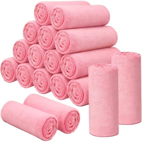 YN18 Pieces Throw Blankets Bulk for Wedding 50 x 60 Inch Soft Warm Lightweight Flannel Fleece Blankets Bulk Spring Wedding Favors for Guests Homeless Gift Couch Sofa Bed(Pink)