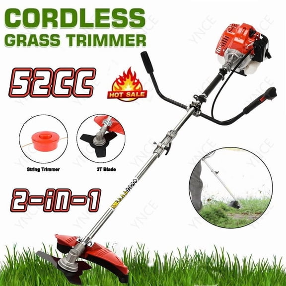 YNCE 2-in-1 Gas Weed Eater, 52cc 2-Stroke Weed Wacker Gas Powe, Air-Cooling Grass Trimmer/String Trimmer, Brush Cutter for Lawn Care