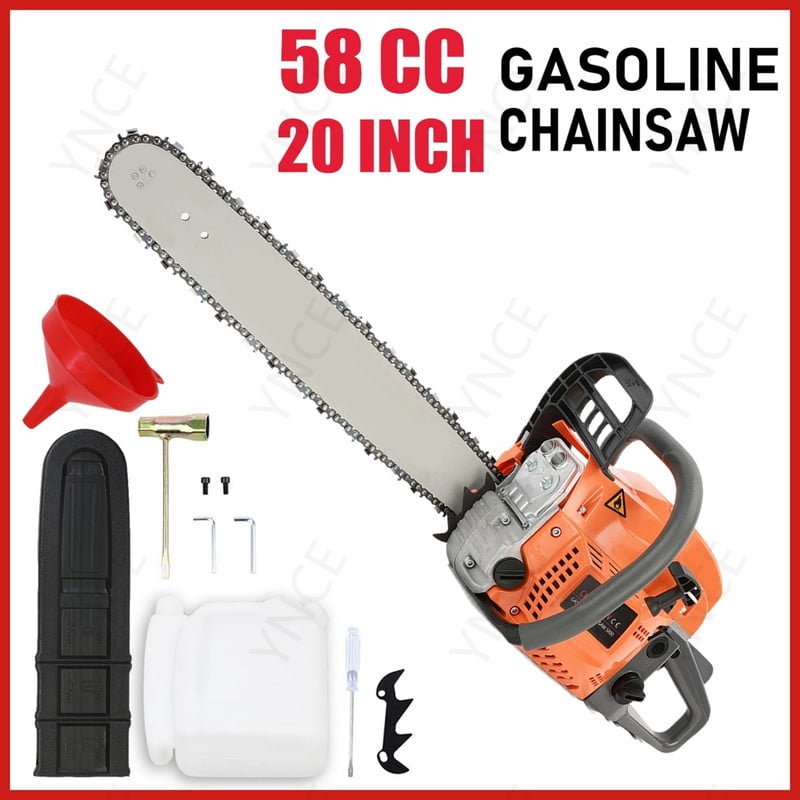 YNCE 20" Gas Chainsaw 58cc 2-Stroke Gas Powered Chainsaws, Cordless Chain Saw with Loop Handle for Wood Cutting and Tree Trimming, Low Emissions & Easy Maintenance