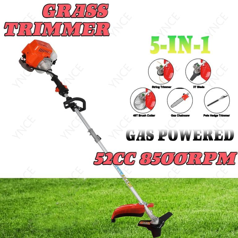 YNCE Gas Weed Eater, 5 in 1 Multifunctional Cordless Hedge Trimmer String Trimmer 52cc 2 Stroke 8500Rpm Brush Cutter Garden Tool