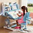thumbnail image 1 of YNCE 2025 Upgraded Kids Desk and Chair Set, 50 Degree Tiltable&Height Adjustable Kids Desk with Storage Drawers and Bookshelf, Ergonomic Study Table for Kid, 1 of 8
