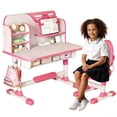 thumbnail image 1 of YNCE 2025 Upgraded Kids Desk and Chair Set, Height Adjustable Children Table and Chair Set with Cartoon Pattern Drawer Ergonomic Scientific Separation Study Writing Desk for Birthday, 1 of 7