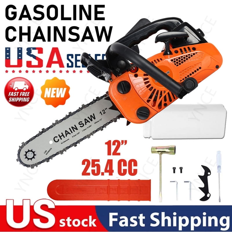 YNCE 25.4cc Gas Chainsaw,12 Inch Gasoline Powered Chain Saw 2-Stroke Gas Chainsaws,Durable Portable Chain Saw for Wood Cutting,Tree Pruning and Firewood Preparation