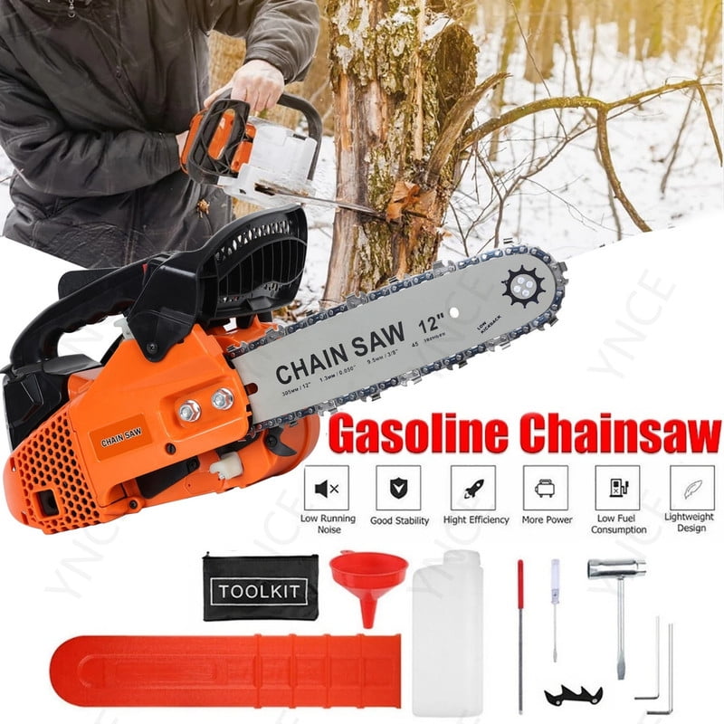 YNCE 25.4cc Gas Chainsaws 12 Inch Bar Power Chain Saws, Gas Powered Chainsaw 2 Stroke Handed Petrol Gasoline Chain Saw for Cutting Wood Outdoor Garden Farm Home Use